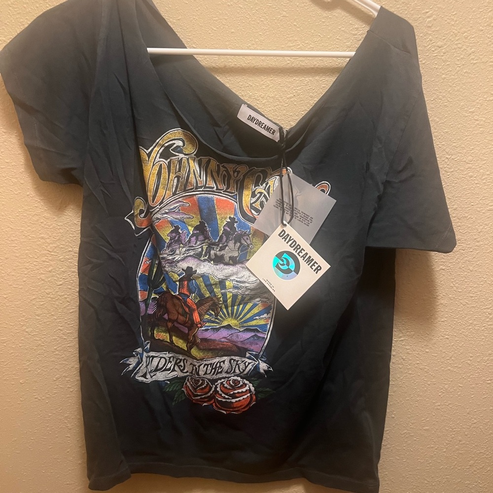 Daydreamer Charcoal Graphic Tee with Multicolor Design